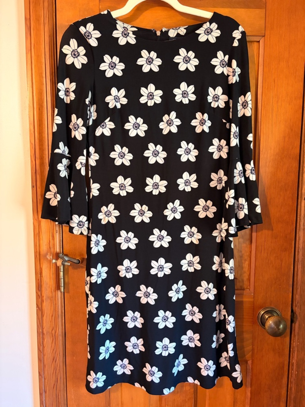 Tommy Hilfiger Black Midi Dress with White Floral Print